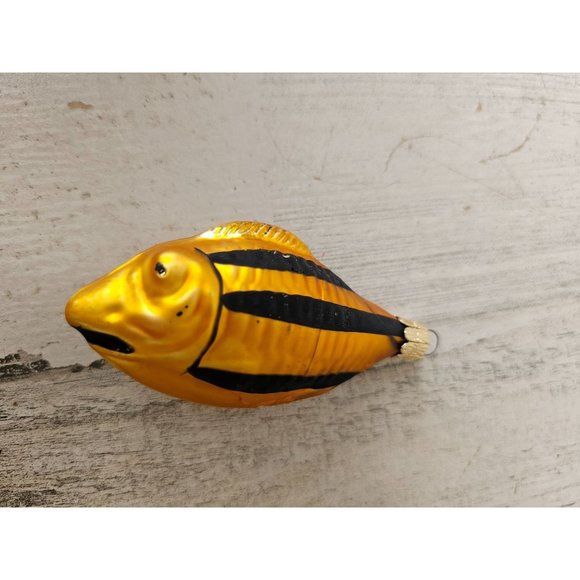 Czech Republic fish mini ornament glass orange striped Xmas tree - Picture 1 of 10